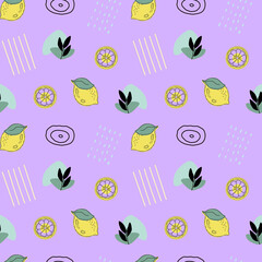 Seamless Bright Light Pattern Fresh Lemons Stock Vector