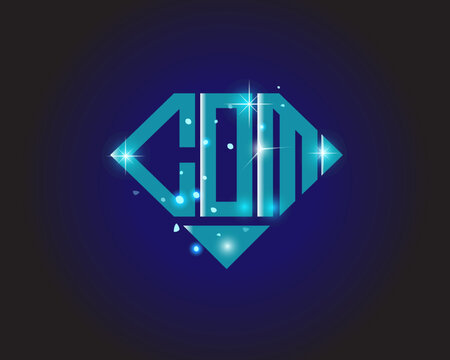 COM Logo letter monogram with diamond shape design template.
