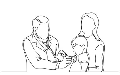 continuous line drawing vector illustration with FULLY EDITABLE STROKE of hospital doctor healthcare professionals