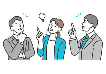ひらめいたビジネスパーソンのベクターイラスト素材／マーケティング／働く／会議