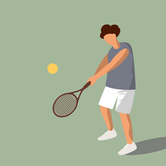 Male tennis player practicing tennis serve