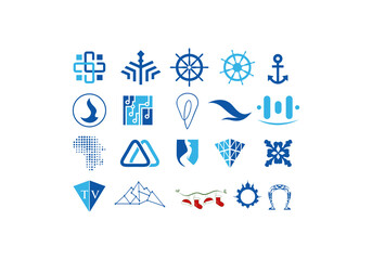 Logo icon design elements set. Abstract idea for business company. Finance, communication, technology, science and medical concept. Pictogram for corporate identity template.