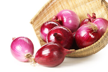 red onions on a white
