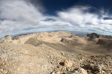 Aladaglar Lake District from Mount Emler Summit on Aladaglar National Park in Nigde, Turkey. Aladaglar is most important mountain range in Turkey.