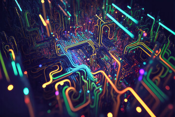 Obraz premium Circuit Board Abstract Background. Created with Generative AI Technology 