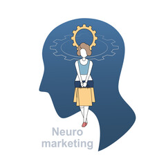Neuromarketing communication psychology market research with people brain strategy and analyzing customer insight behavior and Emotional response to selling products ,Vector illustration.