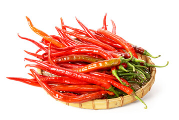 Red chili peppers on white background