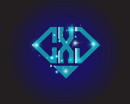 CXJ Logo letter monogram with diamond shape design template.
