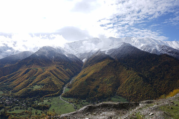 Obraz na płótnie Canvas Beautiful autumn mountain landscape of the Caucasus mountain range
