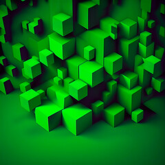 Fototapeta na wymiar green 3d square background. generative ai