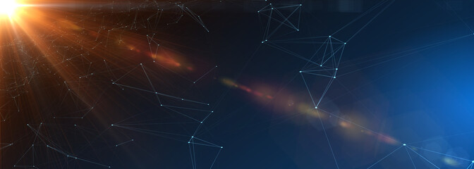 Abstract futuristic - technology with polygonal shapes on dark blue background. Design digital technology concept. 3d illustration.