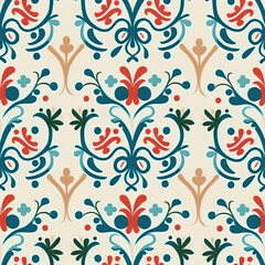 Modern pattern with French folk ornament - generated by Generative AI