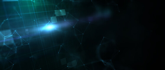 Abstract futuristic - technology with polygonal shapes on dark blue background. Design digital technology concept. 3d illustration.