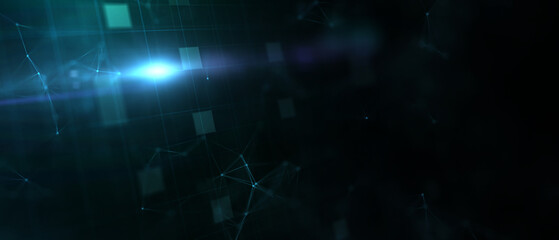 Abstract futuristic - technology with polygonal shapes on dark blue background. Design digital technology concept. 3d illustration.