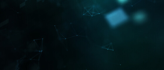 Abstract futuristic - technology with polygonal shapes on dark blue background. Design digital technology concept. 3d illustration.