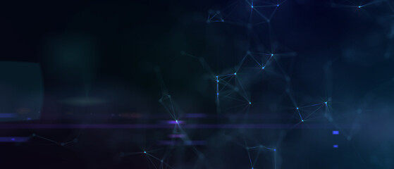 Abstract futuristic - technology with polygonal shapes on dark blue background. Design digital technology concept. 3d illustration.