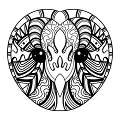 Owl barn head mandala zentangle coloring page illustration 