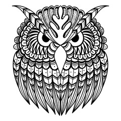 Obraz premium Owl Western Screech mandala zentangle coloring page illustration