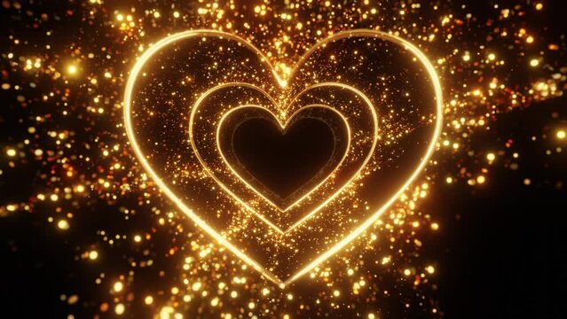 golden heart on black background