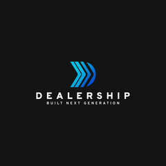 modern dealership, garage, dealer logo design vector concept with elegant and simple styles isolated on dark background. futuristic mark symbol logo d vector design template. 