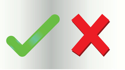 Obraz premium Check Mark, check tick, Yes, Wrong, Cross, No, False vector