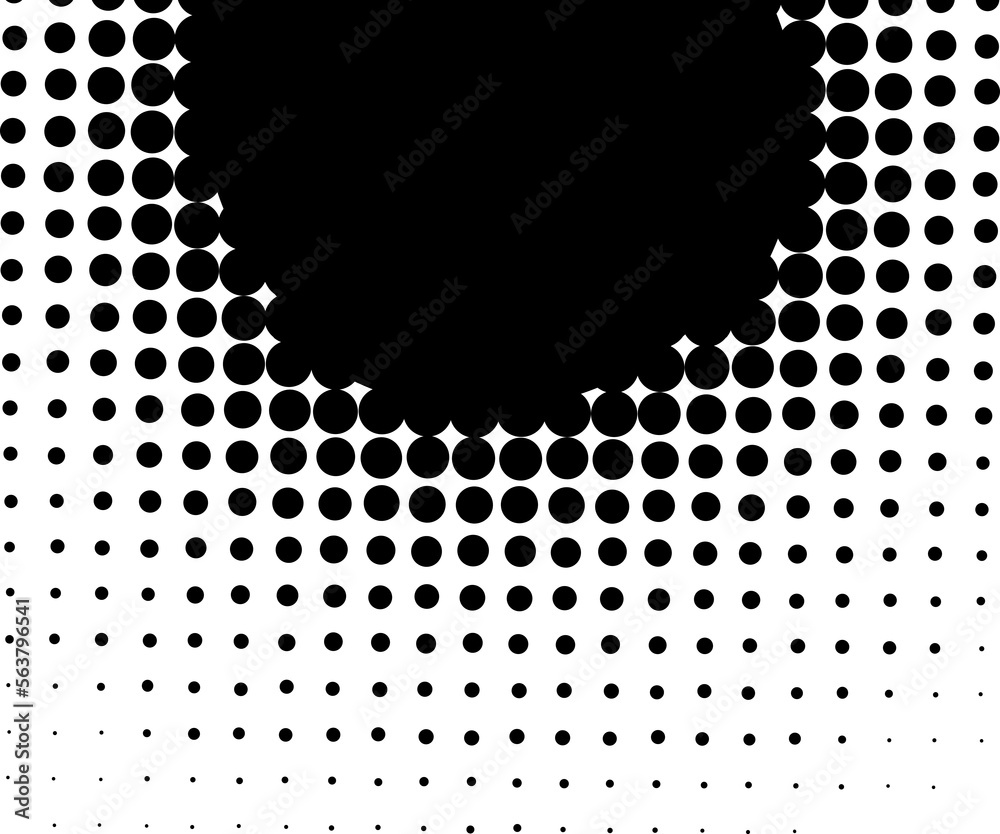 Poster Halftone abstract black dots design element isolated on a white background.