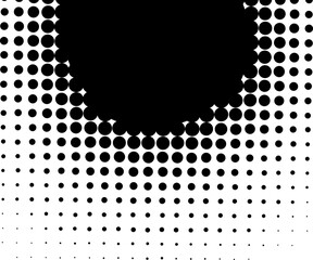 Halftone abstract black dots design element isolated on a white background.
