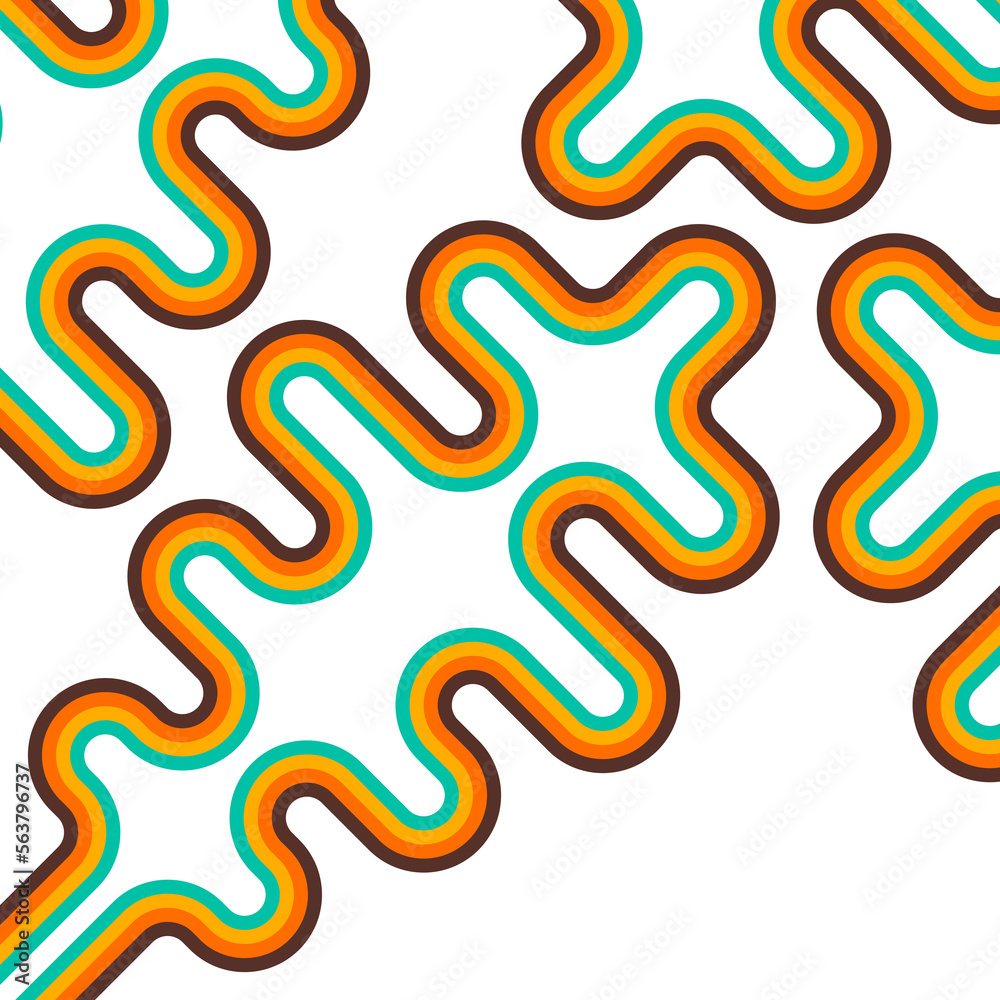 Poster abstract retro background, digital lines and circles, design70s, vector.