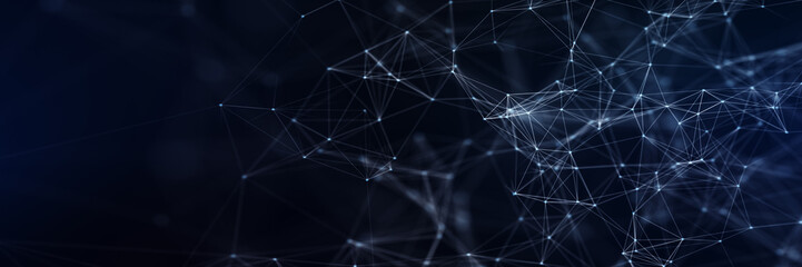 Abstract futuristic - technology with polygonal shapes on dark blue background. Design digital technology concept. 3d illustration.