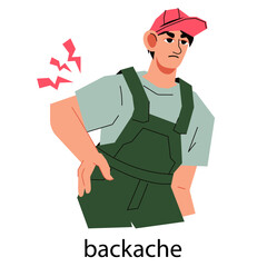 Spine and back pain poster or banner design. Chronic osteochondritis backache and and soreness of the spine and joints, flat cartoon vector illustration isolated on white background.