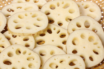 Lotus root on the white background