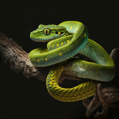 Yellow Viper Snake. Generative AI