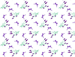 ラベンダーとリボンのシームレス