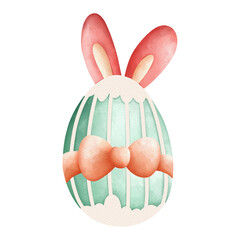Watercolor Cute Easter Egg, Bunny Easter Hunt Egg, Easter Elements