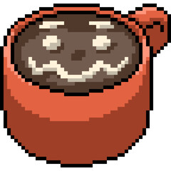 pixel art coffee smile face