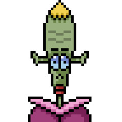Obraz premium pixel art thin alien head