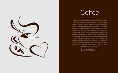 A cup of coffee in the style of minimalism. Vector illustration of a template for advertising coffee or for compiling a menu. Sketch for creativity.