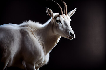 Portrait of a addax on a black background. generative ai