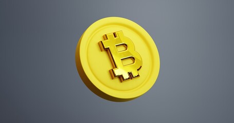 3d render of a bitcoin gold coin