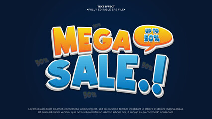 mega sale promotion banner with text effect and fully editable