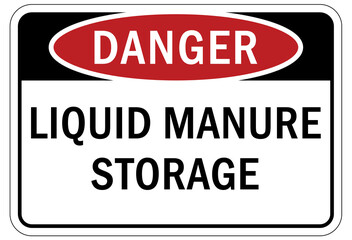 Pesticide storage sign and labels liquid manure storage