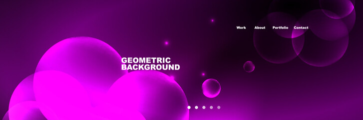 Neon glowing bubbles, circles magic energy space light concept, abstract background wallpaper design