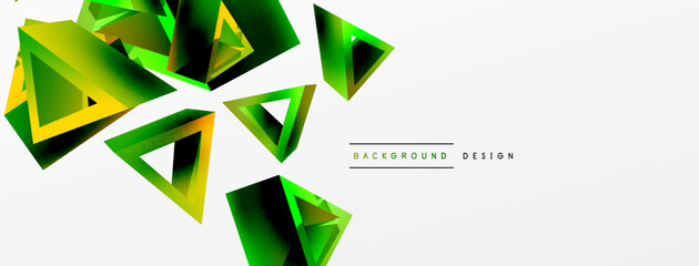 3d triangle abstract background. Basic shape technology or business concept composition. Trendy techno business template for wallpaper, banner, background or landing