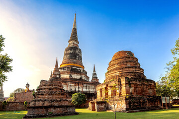 Historical Architecture, Wat Yai Chai Mongkol the old temple in Ayutthaya province Thailand - 563803510