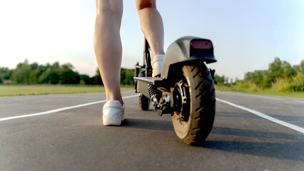 Electric scooter on the road