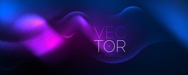 Neon glowing waves, magic energy space light concept, abstract background wallpaper design