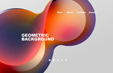 Landing page abstract liquid background. Flowing shapes, round design and circle. Web page for website or mobile app wallpaper