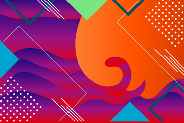 Artistic Fluid shapes composition. Abstract geometric multicolored background. Retro design elements.