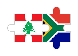 puzzle pieces of lebanon and south africa flags. vector illustration isolated on white background