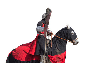 Isolated PNG cutout of a knight on his horse on a transparent background, ideal for photobashing, matte-painting, concept art
